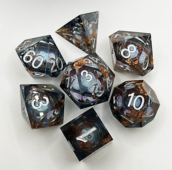 Midnight Black Foil - Liquid Core - Active Polyhedral Dice Set (7) - ACE