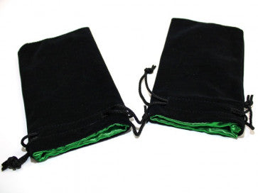 Black w/ Green Lining - Large Velvet Dice Bag - Koplow