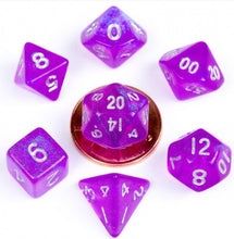 Load image into Gallery viewer, Stardust Purple - 10mm Mini Polyhedral Dice Set (7) - MDG
