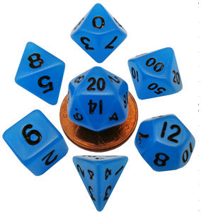 Glow Blue - 10mm Mini Polyhedral Dice Set (7) - MDG