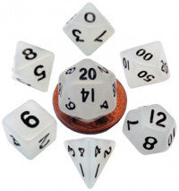 Glow Clear - 10mm Mini Polyhedral Dice Set (7) - MDG