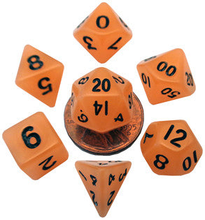 Glow Orange - 10mm Mini Polyhedral Dice Set (7) - MDG