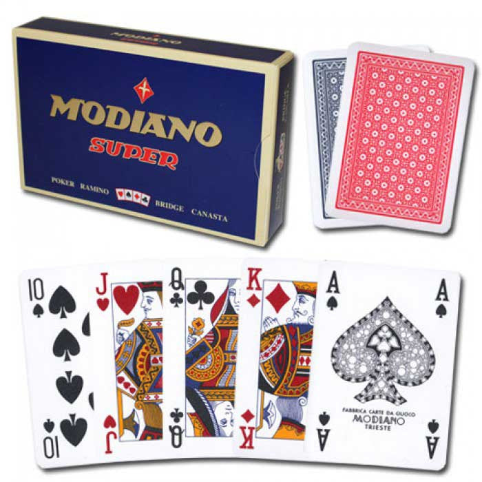 Modiano Super Red/Black - Double Set - 100% Plastic Playing Cards