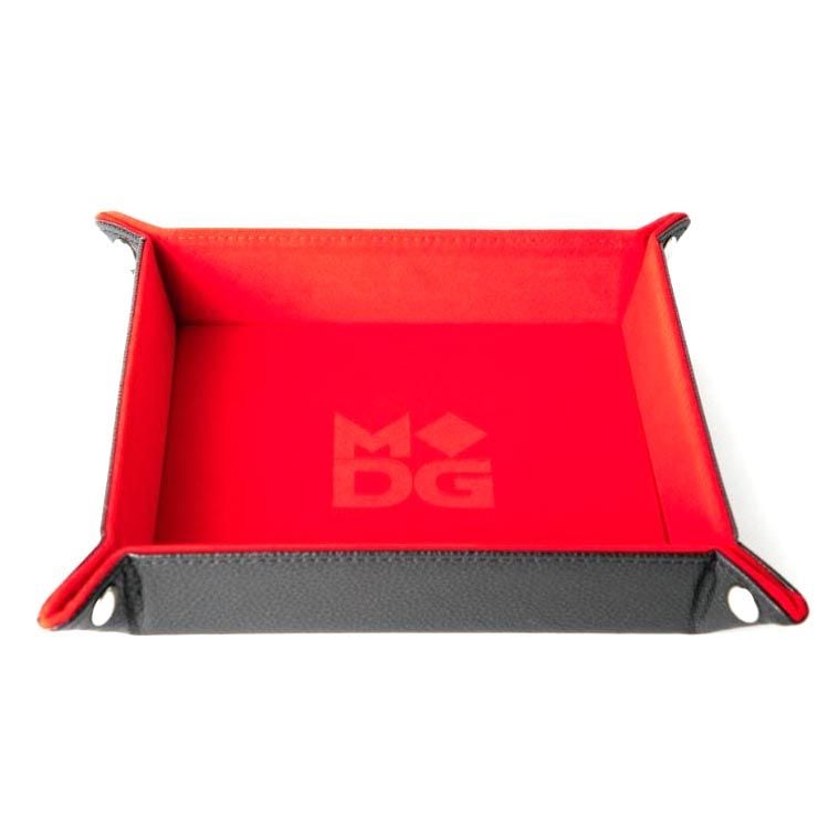 Red Velvet - 25cm Foldable Square Dice Tray - PU Leather backed - MDG