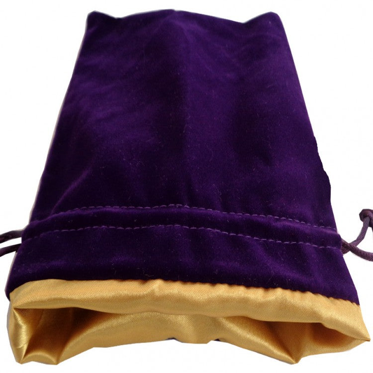 Purple w/Gold Satin Lining - Large Velvet Dice Bag - MDG