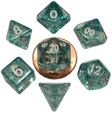 Ethereal Light Blue - 10mm Mini Polyhedral Dice Set (7) - MDG