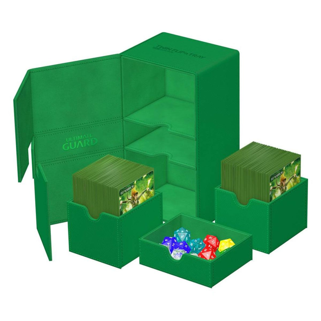 Green - Twin Flip n Tray 200+ Xenoskin Deck Box - Ultimate Guard