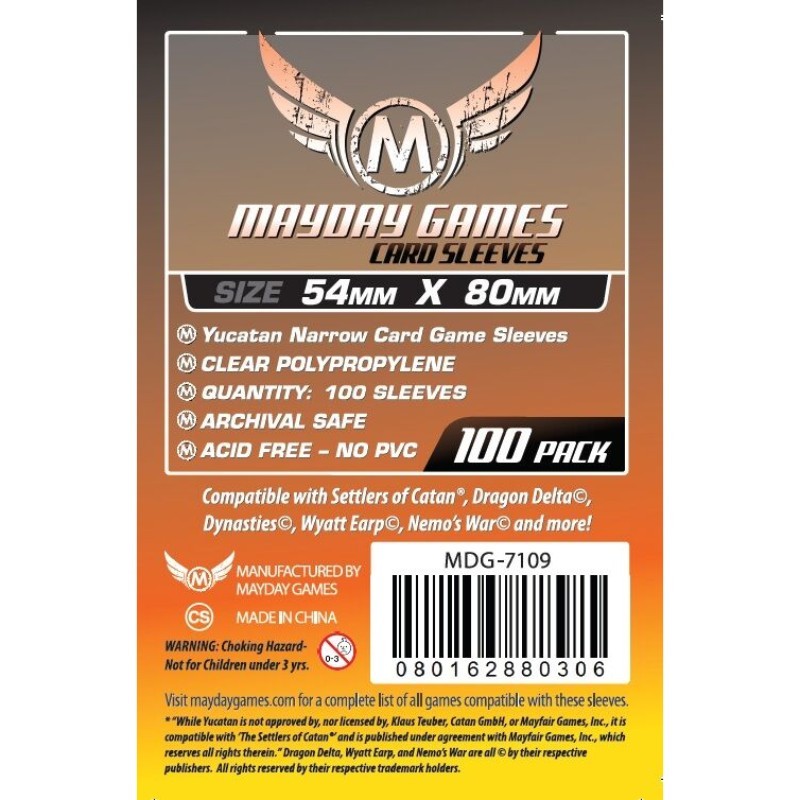 Yucatan Narrow 54mm X 80mm - Card Game Sleeves 100ct - Mayday