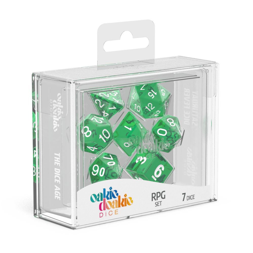 Oakie Doakie Dice RPG Set Translucent - Green (7) - Mega Games Penrith
