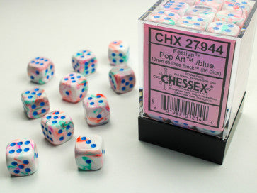 Festive Pop Art w/Blue - 12mm d6 Dice Block (36) - Chessex