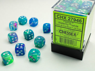 Festive Waterlily w/White - 12mm d6 Dice Block (36) - Chessex