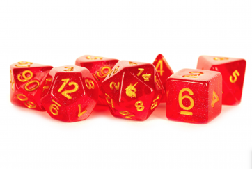 Unicorn Red - 16mm Resin Polyhedral Dice Set (7) - MDG