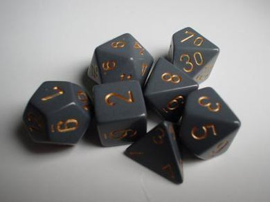 Chessex Polyhedral dice Set - Grey/Copper Dusty Opaque - Mega Games Penrith