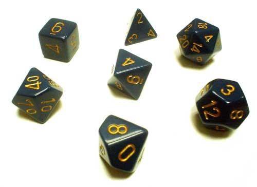 Chessex Polyhedral Dice Set - Dusty Blue/Copper Opaque - Mega Games Penrith