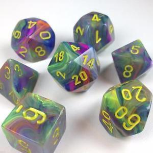 Chessex Polyhedral dice Set Menagerie Rio / Festive Yellow - Mega Games Penrith