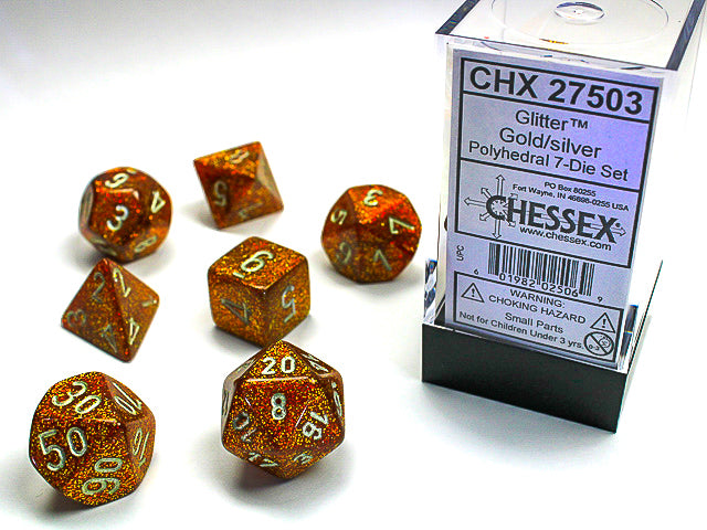 Glitter Gold w/Silver - Polyhedral Dice Set (7) - Chessex