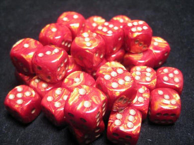 Chessex Dice Set - Scarab Scarlet W/Gold - Mega Games Penrith