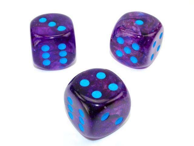 Chessex Nebula 30mm W/Pips Nocturnal/Blue Luminary D6 Dice - Mega Games Penrith