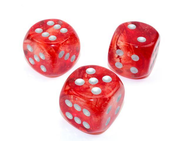 Chessex Nebula 30mm W/Pips Red/Silver Luminary D6 Dice - Mega Games Penrith