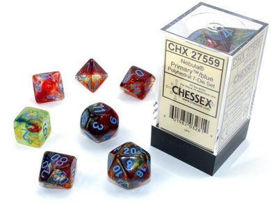 Chessex Nebula Luminary Polyhedral Dice Set - Primary/Blue - Mega Games Penrith