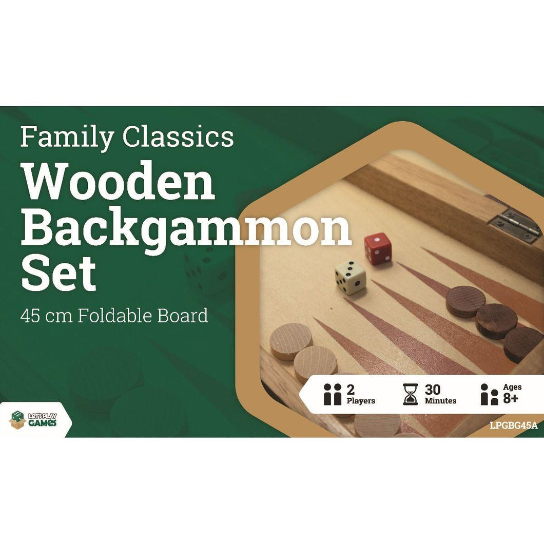 Family Classics Wooden Folding Backgammon Case 45cm - Mega Games Penrith
