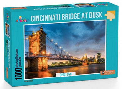 Funbox Cincinnati Bridge at Dusk Ohio USA 1000pc Jigsaw Puzzle - Mega Games Penrith