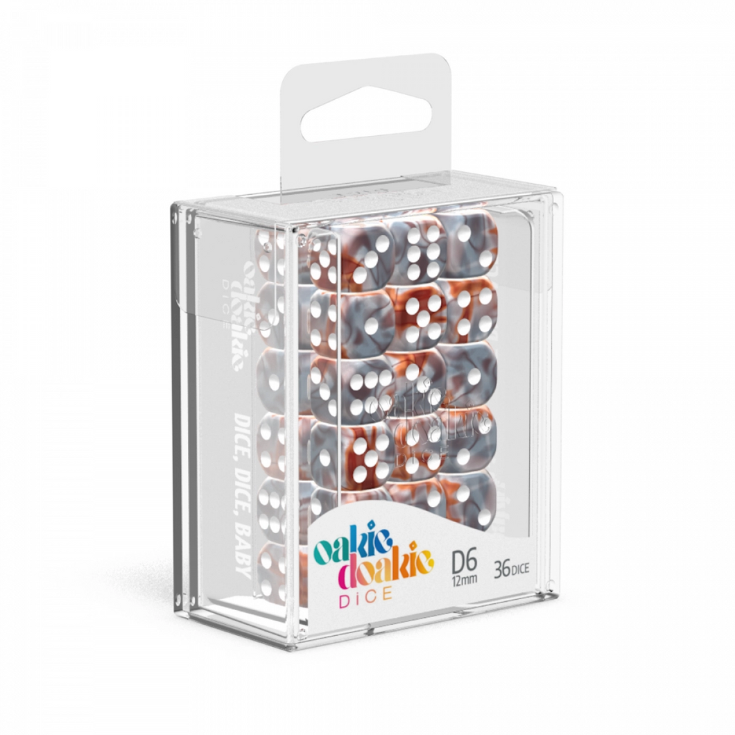 Gemi Silver/Rust - 12mm d6 Dice Block (36) - Oakie Doakie Dice