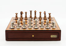Load image into Gallery viewer, Mahogany Finish Chess Set - 18" Board with Copper/Silver pieces - Dal Rossi
