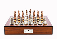 Load image into Gallery viewer, Walnut Shiny Finish Chess Set - 16" Board with Copper/Silver pieces - Dal Rossi
