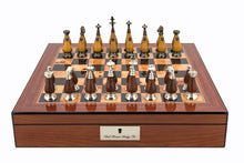 Load image into Gallery viewer, Walnut Finish Chess Set - 16" Board with Staunton Metal/Wood pieces - Dal Rossi
