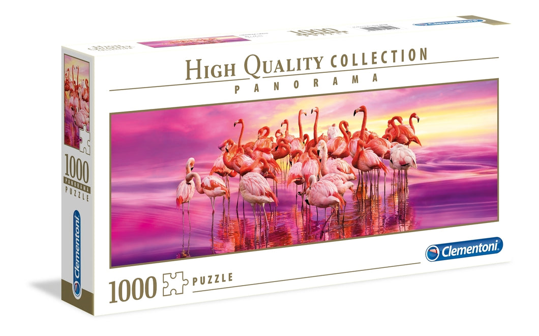 Flamingo Dance - 1000pc Jigsaw Puzzle - HQ Panorama - Clementoni