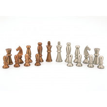 Load image into Gallery viewer, Walnut Shiny Finish Chess Set - 16" Board with Copper/Silver pieces - Dal Rossi
