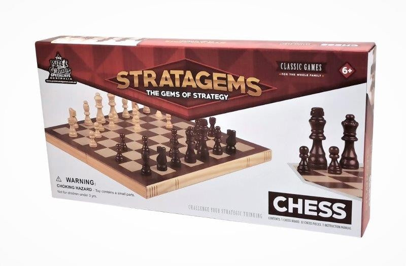 Stratagems Wooden Chess Set Folding 12in