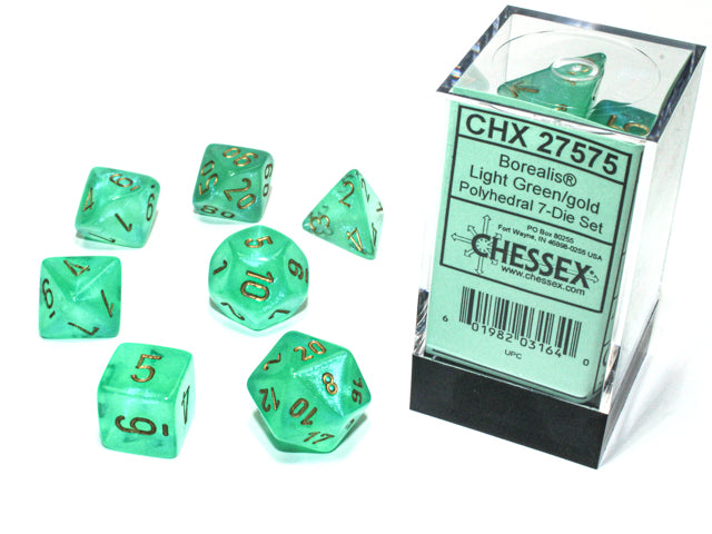Borealis Light Green w/Gold (Luminary) - Polyhedral Dice Set (7) - Chessex