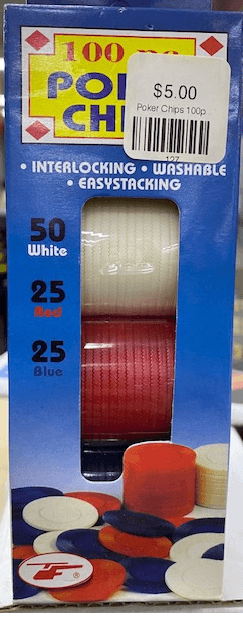 Poker Chips 100pk Plastic - Mega Games Penrith
