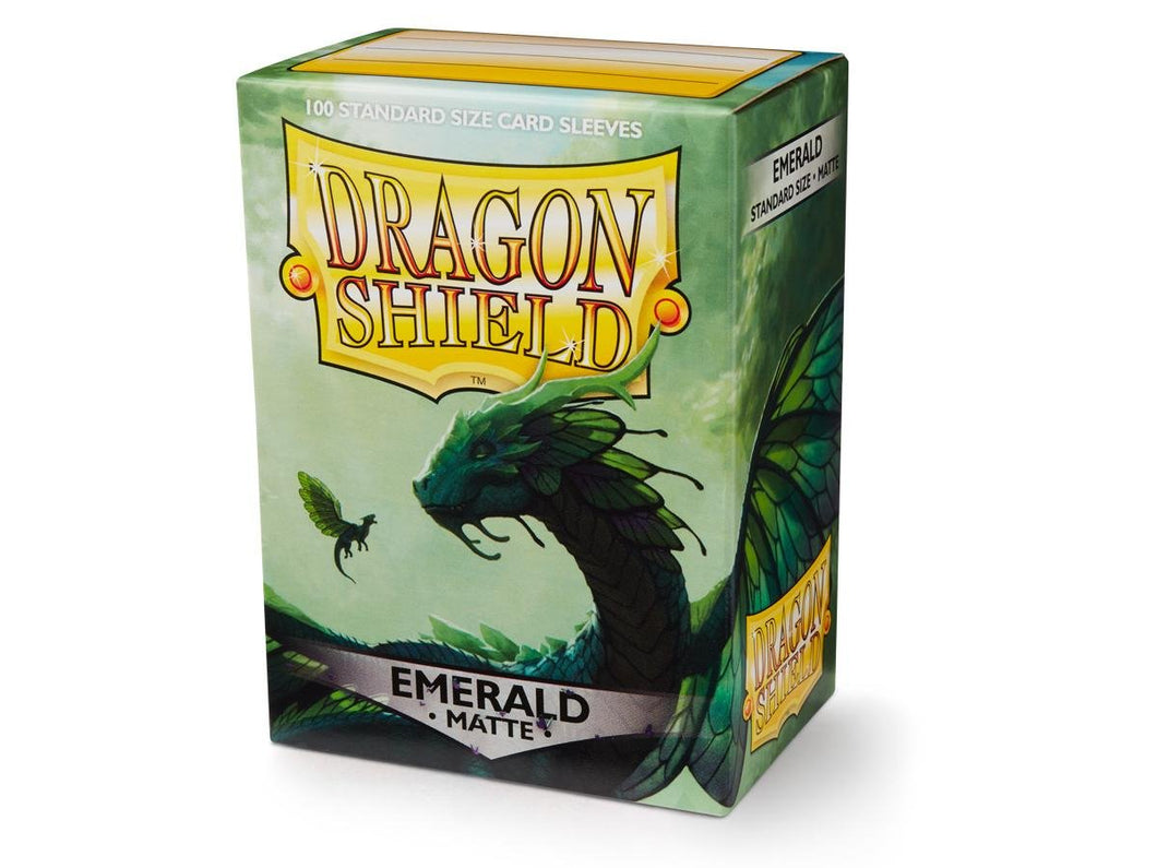Dragon Shield Standard Size,  Box 100, Matte Sleeves -Emerald - Mega Games Penrith