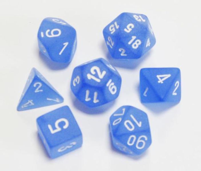 Frosted Blue w/White - Polyhedral Dice Set (7) - Chessex