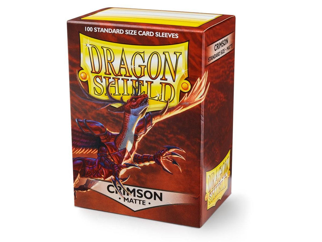 Dragon Shield Standard Size, Box 100, Matte Sleeves - Crimson - Mega Games Penrith