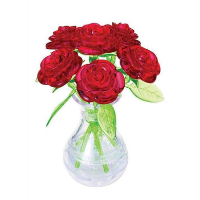 Crystal Puzzle 3D 6 Red Roses In Vase - Mega Games Penrith
