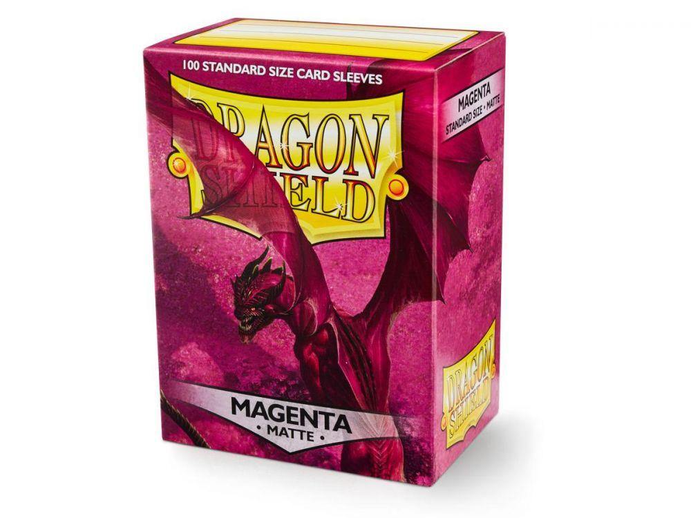 Dragon Shield Standard Size, Box 100, Matte Sleeves -  Magenta - Mega Games Penrith