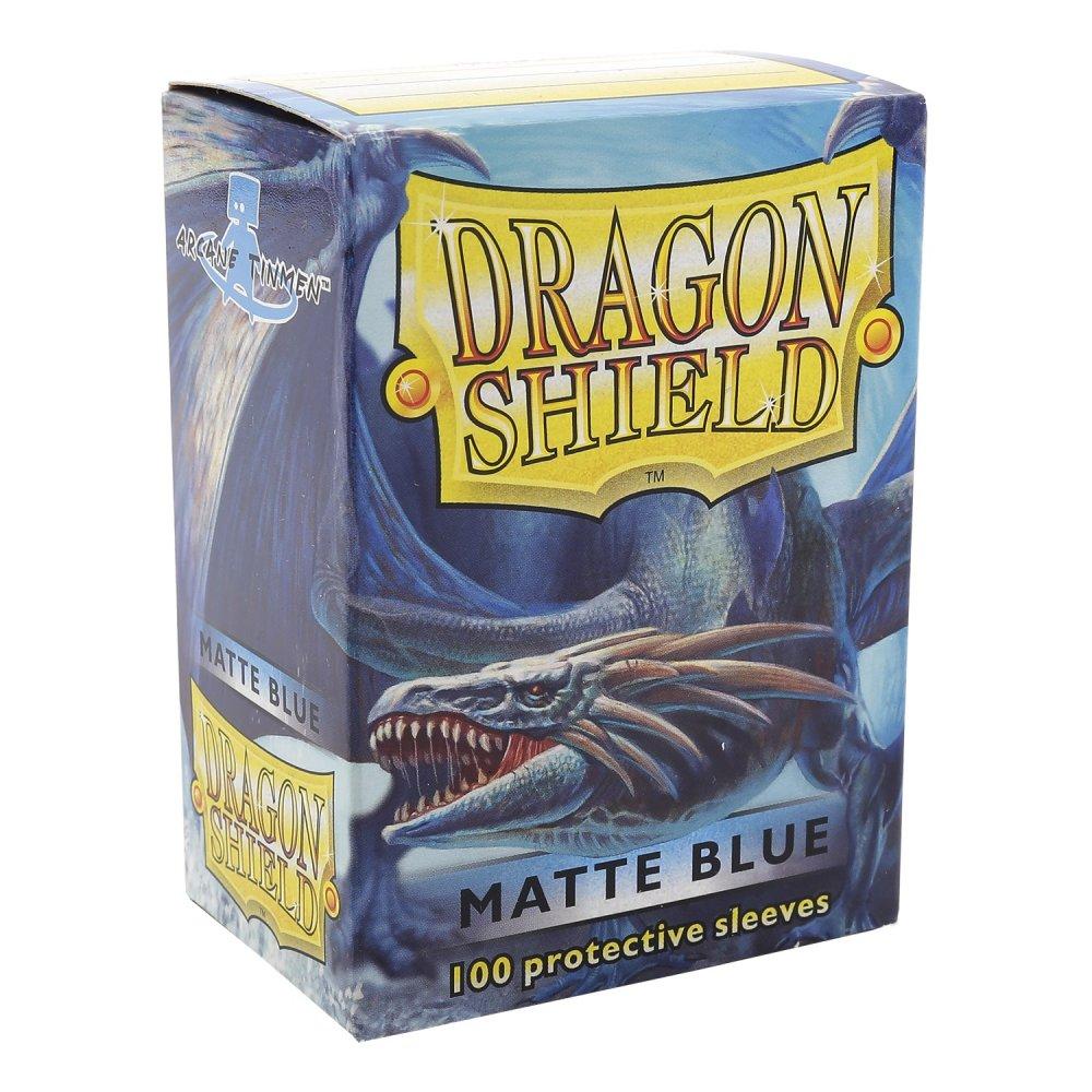 Dragon Shield Standard Size, Box 100 , Matte Sleeves- Blue - Mega Games Penrith