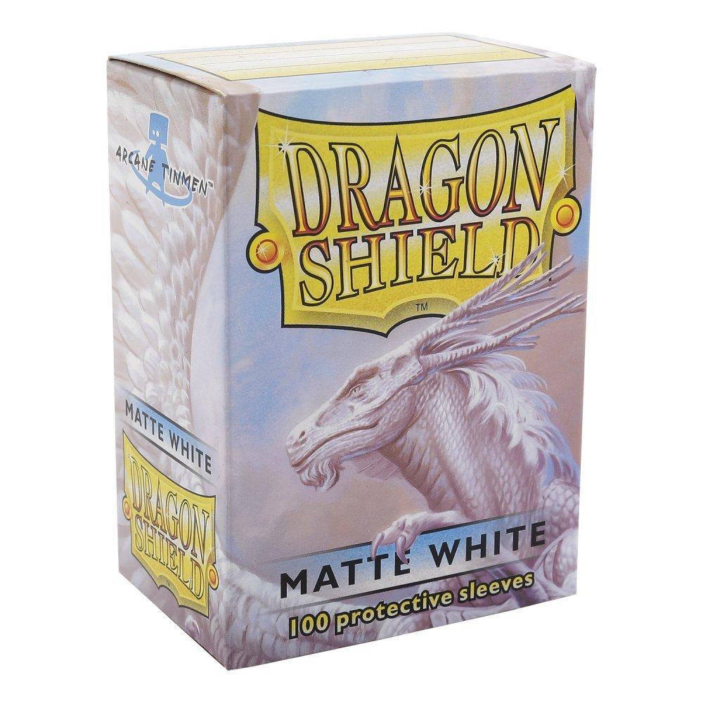 Dragon Shield Standard Size, Box 100, Matte Sleeves - White - Mega Games Penrith