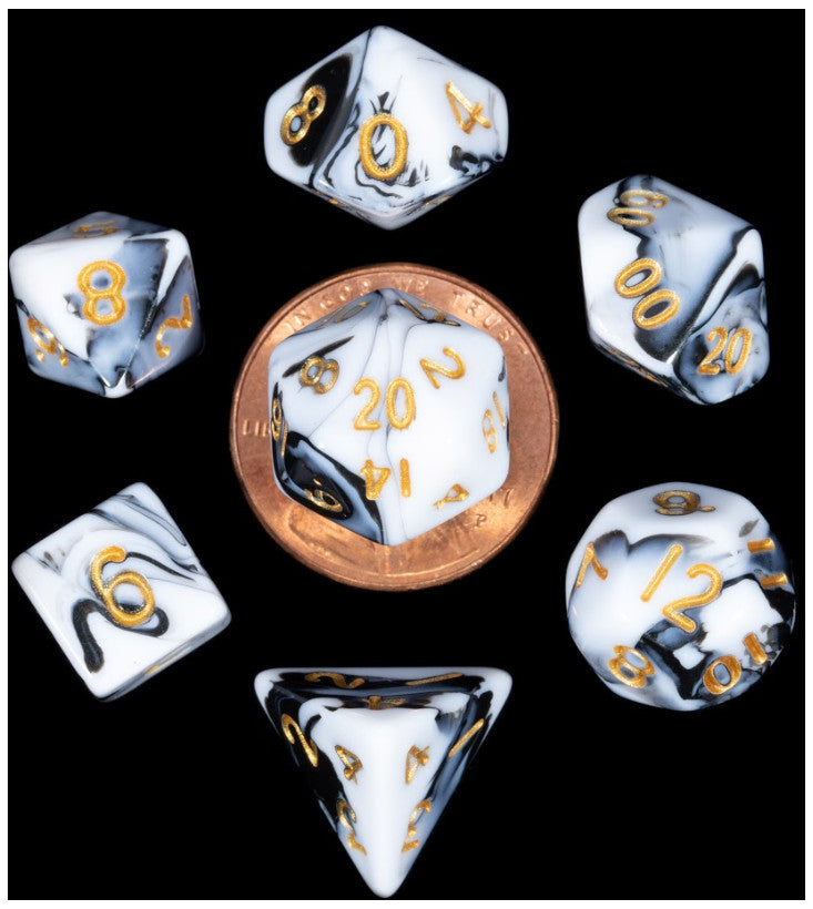 Marble w/Gold - Polyhedral Dice Set (7) - MDG
