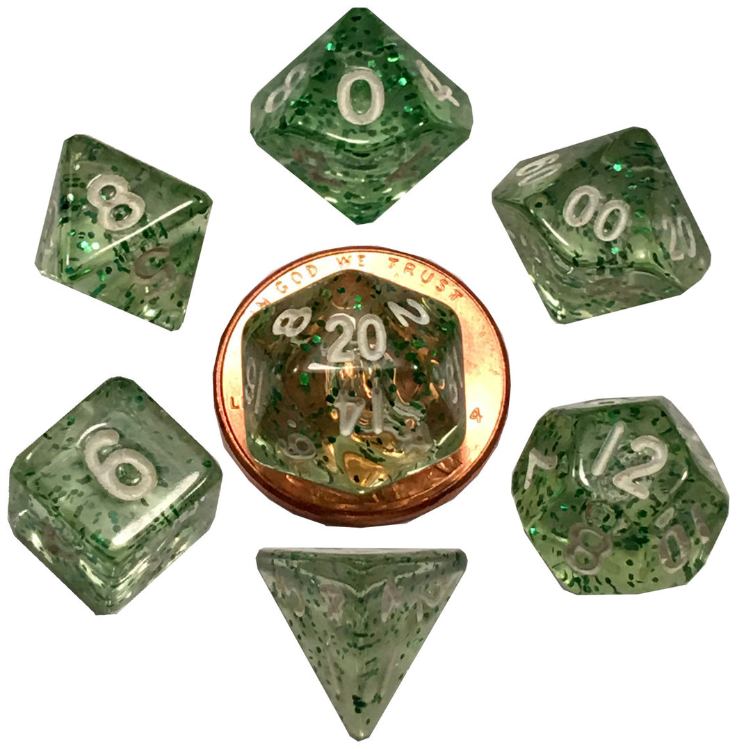 Ethereal Green - 10mm Mini Polyhedral Dice Set (7) - MDG